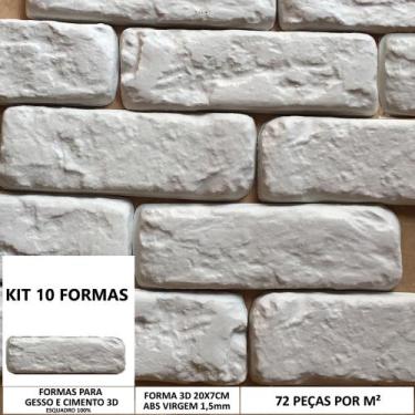 Imagem de 10 Forma 3d Gesso Tijolinho Rústico Paulista 20x7cm ABS 1,5mm - INNOVE