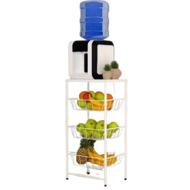 Imagem de Fruteira Para Cozinha Com 3 Cestos Removiveis Branco SF.Plus - ShopFor