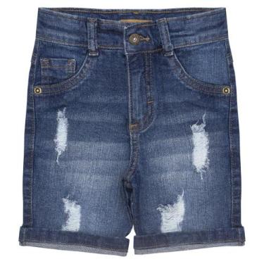 Imagem de Shorts Infantil Look Jeans Skinny Puídos Jeans, 4