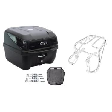 Imagem de Bauleto Givi + Bagageiro Cromado Honda Cg 1995 Até 1999 Projétil 1º Linha