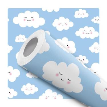 Imagem de Papel De Parede Adesivo Lavável Nuvens Céu Azul Infantil 10m - DELIQUA
