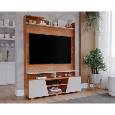 Imagem de Painel Home p/ TV até 55 Pol Master c/ 2 Prateleiras e Pés 135x183cm Cinamomo/Off White - Permóbili