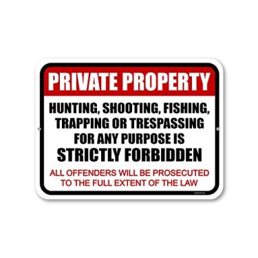 Imagem de Honey Dew Gifts, Caça, tiro, pesca, captura ou invasão de propriedade privada para qualquer finalidade é estritamente proibida, 23 cm por 30 cm, poste de placa de metal, placas de não invasão,