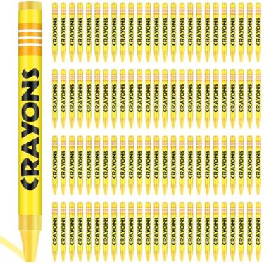 Imagem de Tenceur Giz de cera de cor única, 100 peças de giz de cera a granel para colorir lembrancinhas de festa conjunto de giz de cera para crianças adultos professor pintura salas de aula grupos festa escola arte presentes suprimentos (amarelo)