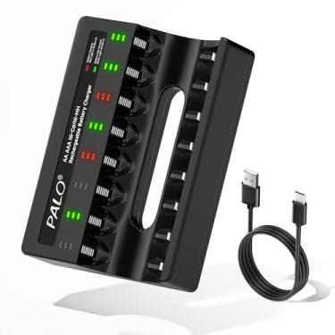 Imagem de Palowextra Carregador de Bateria AA AAA, 8 Compartimentos, LED Independente, Ni-MH/Ni-CD, 1,2 V, USB