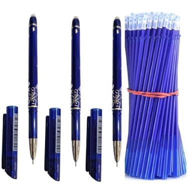 Imagem de 3 Canetas + 100 refil (Azul) de Tinta Mágica que Apaga com Calor ou Borracha