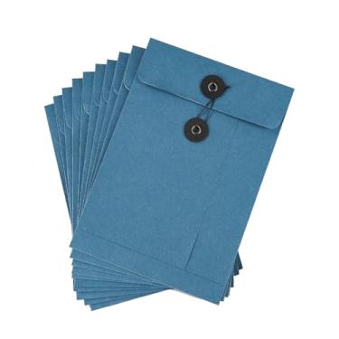 Imagem de Pacote com 10 envelopes de papel kraft vintage com fecho de cordas, pastas de arquivos de papel kraft, organizador de documentos, envelope de bolso para convites, cartas, cartões postais, organizador