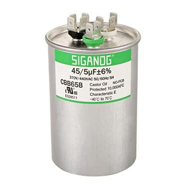 Imagem de SIGANDG 45 + 5 Mfd 45/5 Uf 370 Ou 440 Volts Cbb65B Capacitor para Funcionamento de Motor Ca, Condensador Reto Frio, Bomba de Calor, Ar Condicionado, Capacitor Hvac