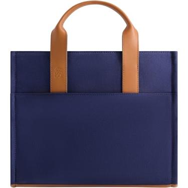 Imagem de Concept One Bolsa feminina Tommy Bahama, bolsa de viagem de lona média com alça de ombro ajustável e acabamento em couro, azul marinho/marrom, Azul-marinho/bronze, Bolsa feminina Tommy Bahama, bolsa