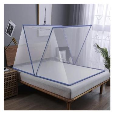 Imagem de Rede mosquiteira para cama mosquiteiras dobráveis mosquiteira emergente grande portátil com baixo para adultos viagem de acampamento em interiores e exteriores (cor: Azul A, tamanho: 190 x 80 x 80 cm
