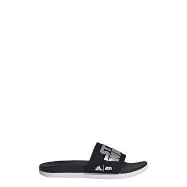 Imagem de adidas Sandália infantil unissex Adilette Comfort Star Wars (bebê/criança pequena), Preto/prata metálico/branco, 11 Little Kid