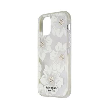 Imagem de Kate Spade New York Capa rígida protetora para iPhone 12 Mini - Hollyhock Floral transparente/creme com pedras
