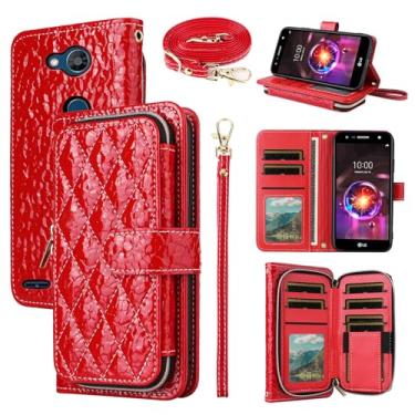 Imagem de Furiet Argyle Capa carteira para LG X Charge/Fiesta 2 LTE/X Power 3/X5/LV7 com cordão de couro PU luxuoso bolsa com zíper à prova de choque porta-cartões capa para celular LG-M322 XPower 2 SP320 M327