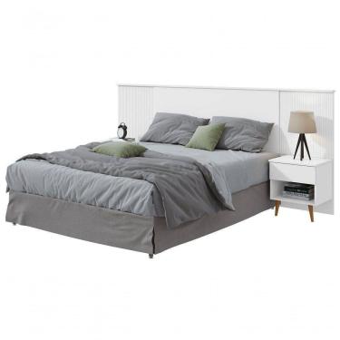 Imagem de Cabeceira Casal 2 Mesas De Cabeceira Like - Lopas Branco.