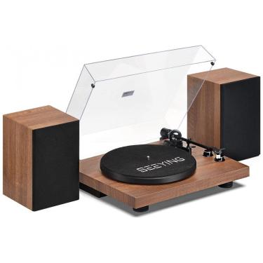 Imagem de Toca Discos Retro 2 Velocidades com Gravação USB e Cartucho Magnético, SeeYing, Marrom