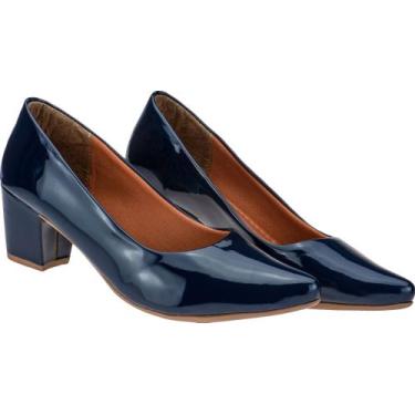 Imagem de Sapato Social Scarpin Feminino Salto Baixo Confortável - Larissa, Azul