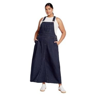 Imagem de City Chic Vestido maxi plus size estilo pinafore médio jeans, Jeans médio, 52