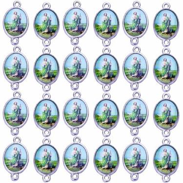 Imagem de Rosfully 50 peças Virgem Maria Link Miraculous Medal Liga Esmaltada Berloques San Judas para Pulseiras Contas Guadalupe Nossa Senhora Crucifixo Conexão para Fazer Joias, Esmalte, Sem Pedra Preciosa