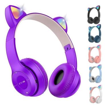 Imagem de Fone de Ouvido Bluetooth Orelha de Gatinho Infantil LED - RMEletronico