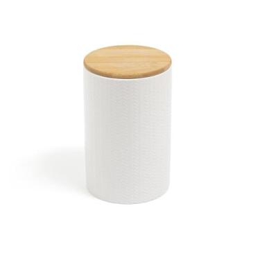 Imagem de Pote Zig Zag Dolomita Com Tampa De Bambu Grande 1,5L - Oikos