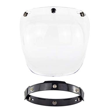 Imagem de Viseira de Capacete de Motocicleta, Configuração de Lente de Bolhas de Bolha à Prova de para Todos Os Capacetes de Três Botões para Os Capacetes (Transparente)