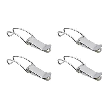 Imagem de T Tulead 4 peças de aço inoxidável com mola acionada por mola, fecho de fivela, ferragem para armário, caixa de madeira, caixa e baú