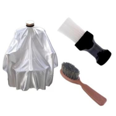 Imagem de Kit Barbeiro Capa De Corte Espanador Escovinha Fade - Leste Capas, Bra