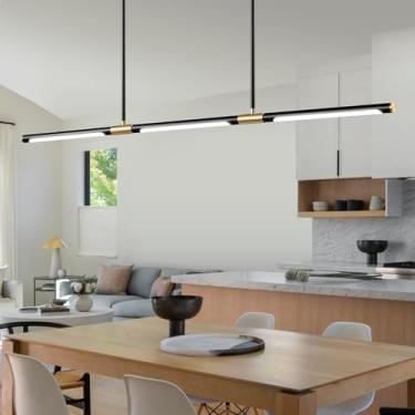 Imagem de Faziyo Luminárias Pendentes De Lustre Led De 52", Luz De Mesa De Sinuca Regulável De 21 W, Luzes De Ilha Modernas Para Cozinha, Sala De Jantar, Sala De Estar, Escritório, 4000K, Preto