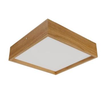 Imagem de Plafon Wood Quadrado 30cm - 2 Luzes E27 - Freijó - Adrilustres
