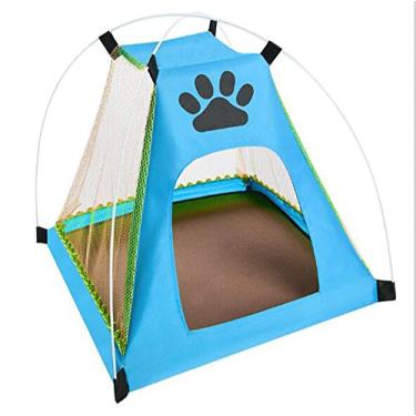 Imagem de Tenda de Casa para Animais de Estimação Uterstyle, Portátil Dobrável Respirável Cão de Gato Pequeno Animal Casa abrigo Cama Interna Externa Viagem com TapeteUterstyle azul