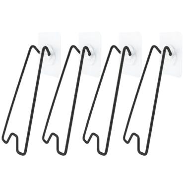 Imagem de ITROLLE 4 peças de suporte de porta-retrato preto pequeno sem perfuração, cavalete autoadesivo, suporte de pêndulo para exibição de fotos e pinturas, álbum, fixação traseira