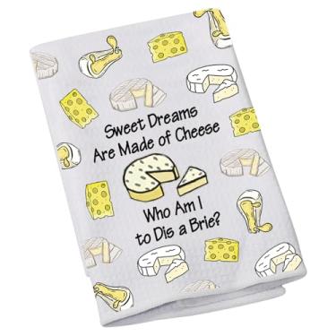 Imagem de Presentes engraçados para amantes de queijo, Sweet Dreams are Made of Cheese Who Am I to Dis a Brie, toalha de prato doce de inauguração de casa (Dis a Brie)