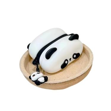 Imagem de Capa de fone de ouvido de carregamento sem fio compatível com AirPods 1 e 2, design fofo de panda deitado de animal macio, capa protetora de corpo inteiro, acessórios de fones de ouvido de desenho