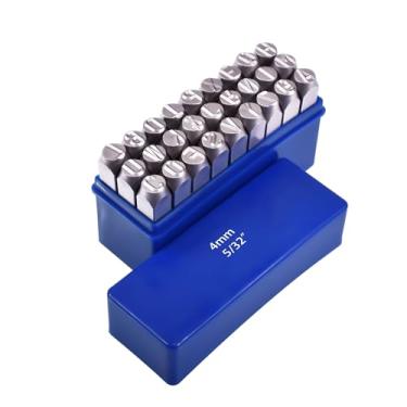 Imagem de Skweawert Conjunto de carimbos de letras, kit de estampagem de aço de mola de 5/32" (4 mm), A-Z e 27 peças, ferramenta de prensa de perfuração de metal para metal, plástico, madeira, couro e mais