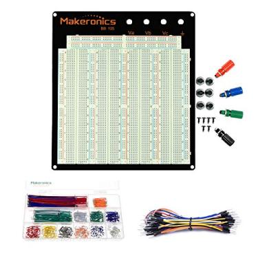 Imagem de Makeronics Kit Completo De Placa De Ensaio 3220 Sem Solda - 3220 Tie-Points Experiment Plug-In Breadboard Com Placa Traseira De Alumínio + 560 U-Shape | 65 Fios De Ligação De Cobre Puro Para Circuit