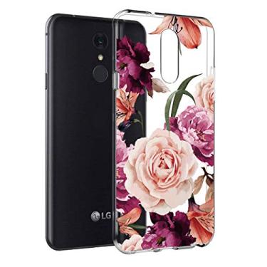 Imagem de Booceicd Capa para LG Q Stylus Case, para LG Stylo 4 Plus Capa com flores, à prova de choque, estampa floral transparente, macia, flexível, TPU traseira fina, capa protetora para LG Stylo 4 (flor