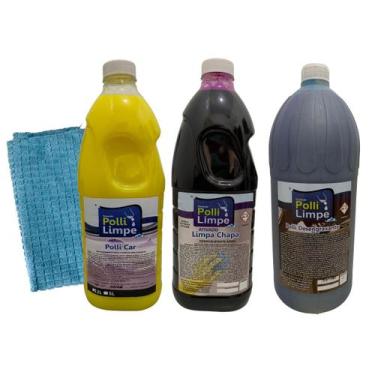 Imagem de Kit Limpeza Automotiva  Shampoo Com Cera Desengraxante Solupan Limpa C