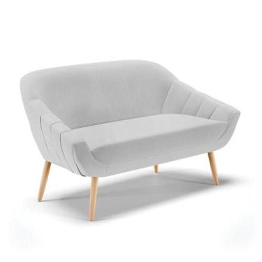 Imagem de Namoradeira 02 Lugares Linho Pés Palito Natural Cinza - DROSSI