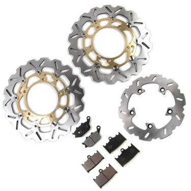 Imagem de Discos e pastilhas de disco de freio dianteiros e traseiros flutuantes compatíveis com Suzuki BANDIT GSF 1250 S ABS 2012-2015, GSX1250FA 2010-2015, GSX650F Non-ABS 2008-2012, acessórios de motocicleta
