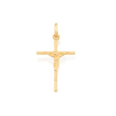 Imagem de Pingente Rommanel Masculino Cruz Com Cristo Banhado 540027, Dourado