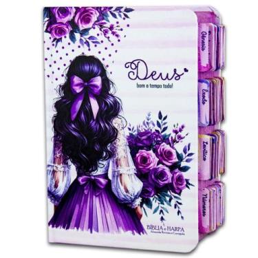 Imagem de Bíblia Sagrada Evangélica Com Índice Abas Adesivas - Menina Lilás - Re
