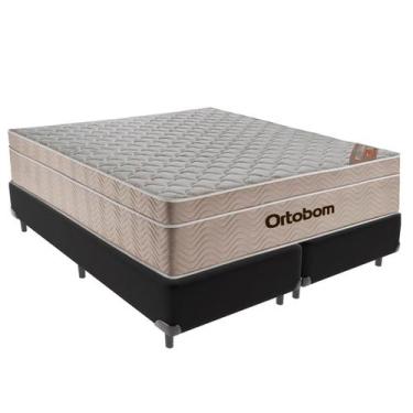 Imagem de Cama Box Queen Preto + Colchão Airtech Molas Ensacadas Ortobom