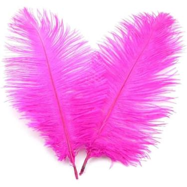 Imagem de 20 PCS Natural Luxury Gold Penas de Avestruz 10-12 polegadas (25-30 cm) para peças centrais da festa de casamento? Arranjo de flores e decoração para casa. (Rose red)
