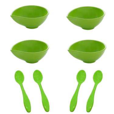 Imagem de Kit 4 Cremeiras Gota 120Ml + 4 Colheres Verde Polipropileno