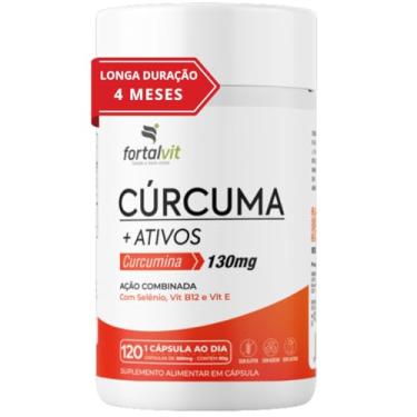 Imagem de Cúrcuma +Ativos Longa Duração: 4 Meses de Uso, Curcumina, Vitamina E, Selênio e B12, 120 Cápsulas, Fortalvit