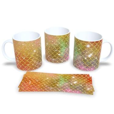 Imagem de Caneca Branca de Porcelana Personalizada Escamas de Sereia (Mod.4)