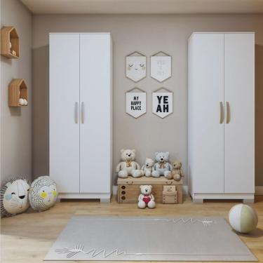 Imagem de Conjunto 2 Armários Multiuso Infantil 2 Portas Natal Branco