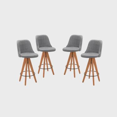 Imagem de Kit 4 Banquetas Altas Giratórias Júlia Cinza