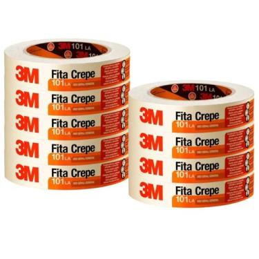 Imagem de Kit 9 fita crepe 18mm x 50 metros 3m 101la pintura marcação reforma ar