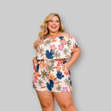 Imagem de Conjunto Plus Size Cropped Ciganinha + Short 0627 - Bellucy Modas, Bra